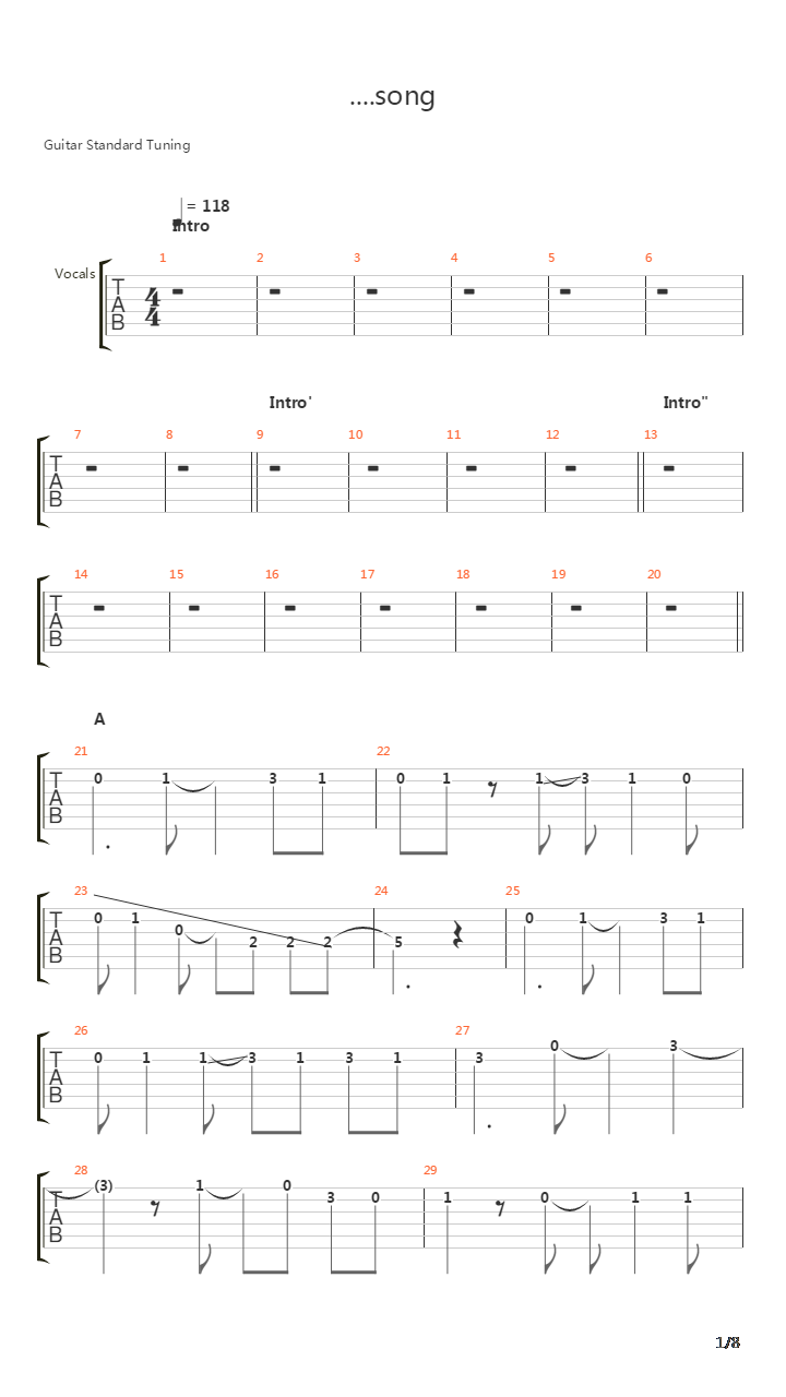 Song吉他谱