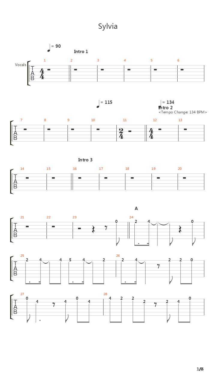 Sylvia吉他谱