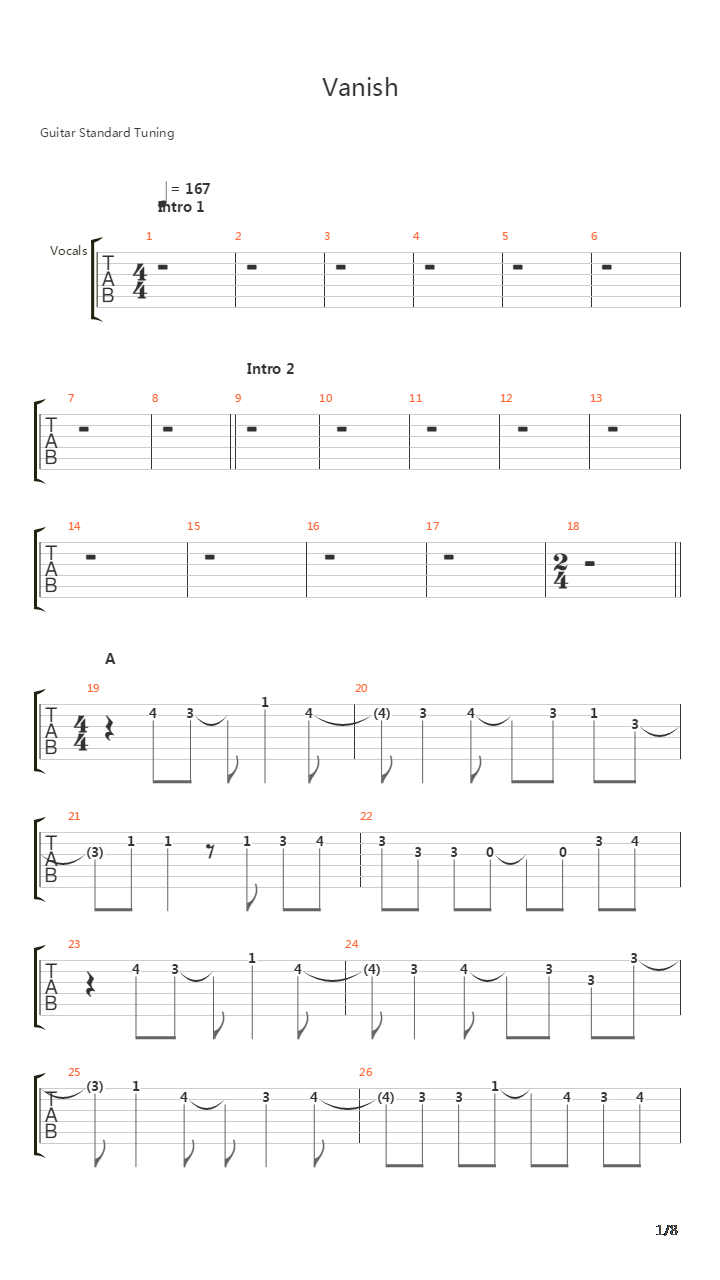 Vanish吉他谱
