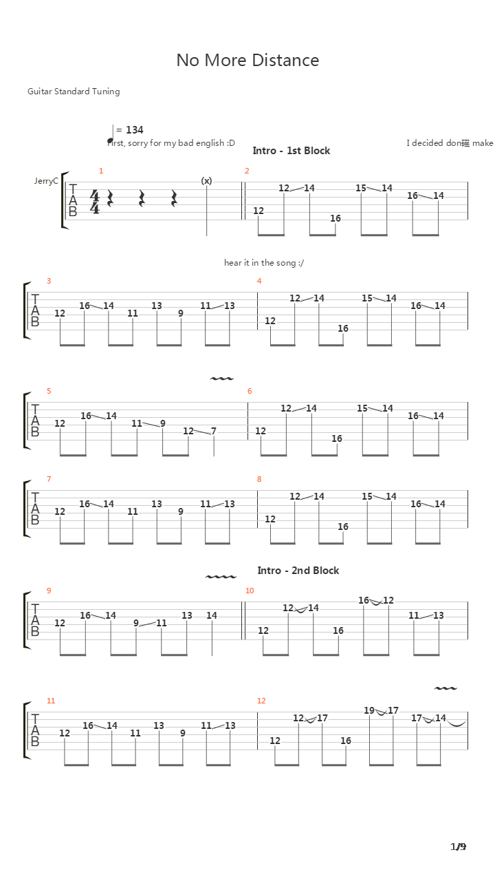 No More Distance吉他谱