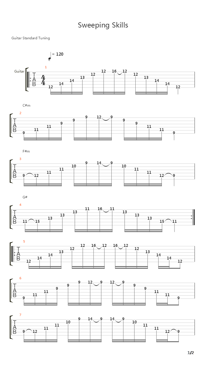 Sweeping Skills吉他谱