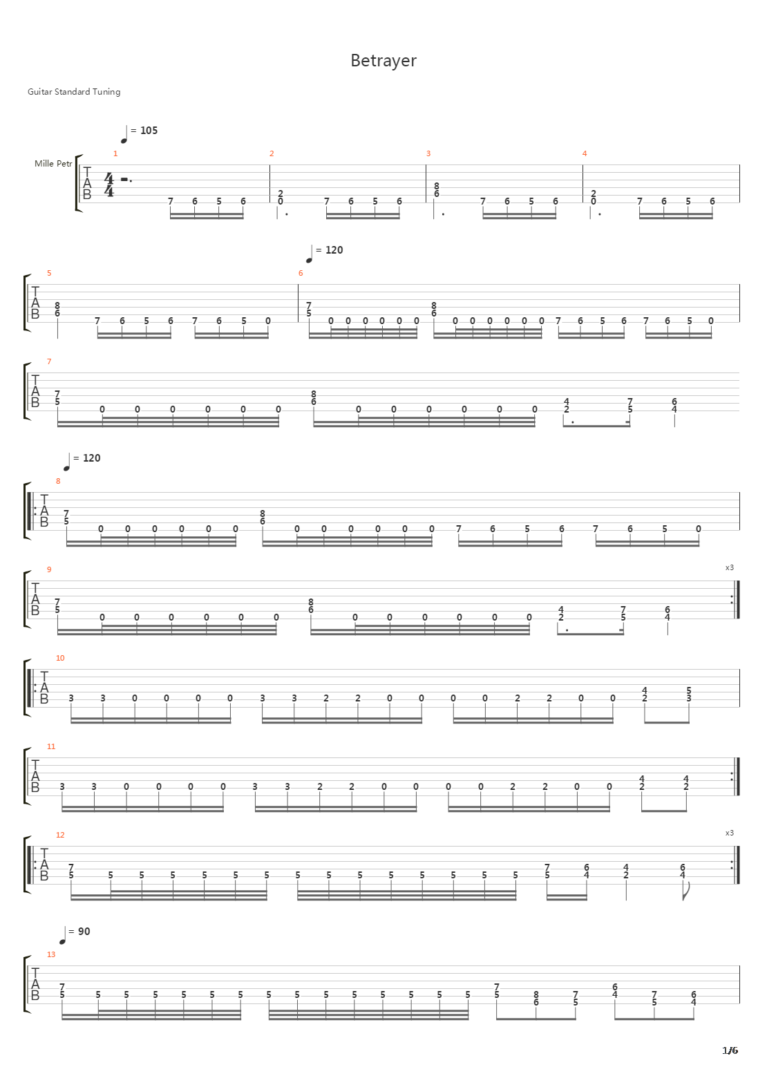 Betrayer吉他谱