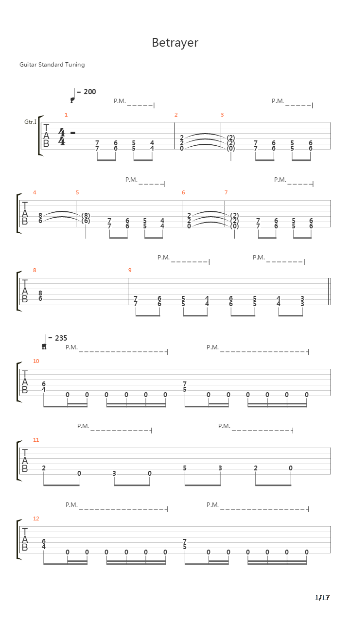 Betrayer吉他谱