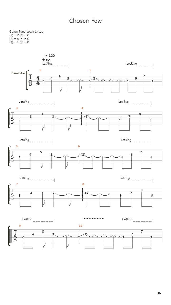 Chosen Few吉他谱
