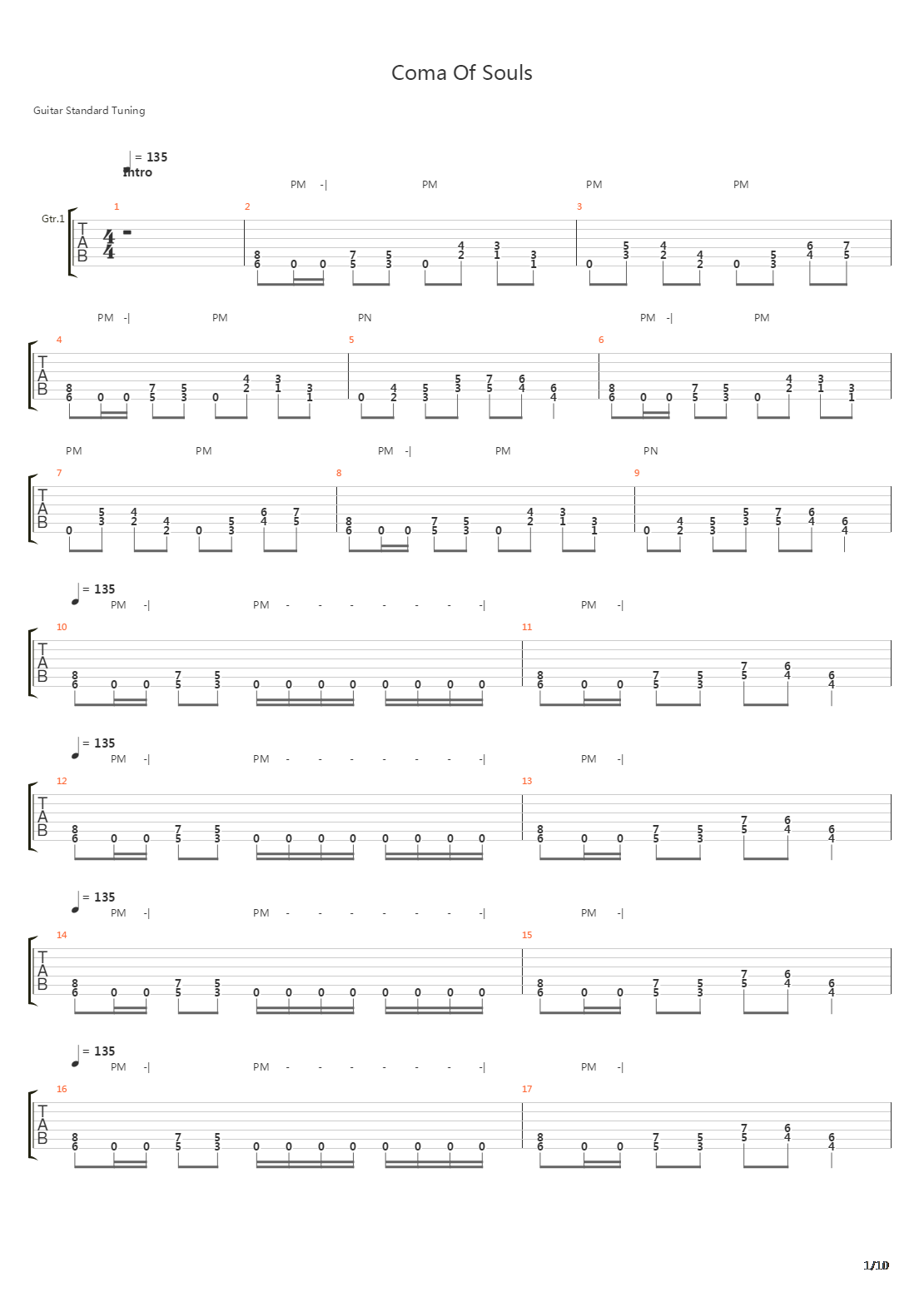 Coma Of Souls吉他谱