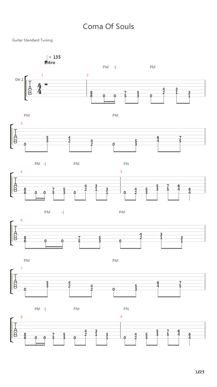 Coma Of Souls吉他谱