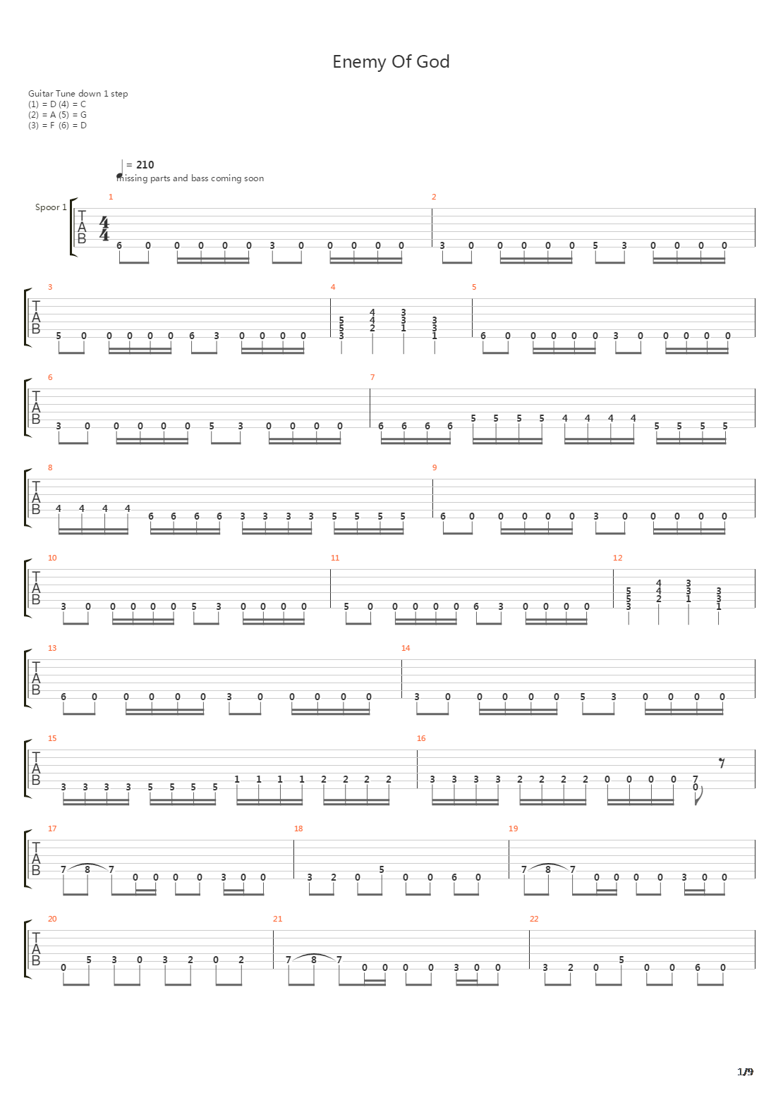 Enemy Of God吉他谱