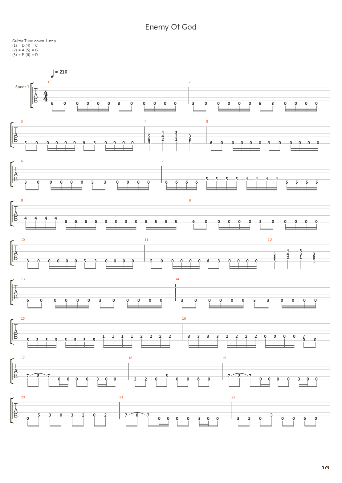 Enemy Of God吉他谱