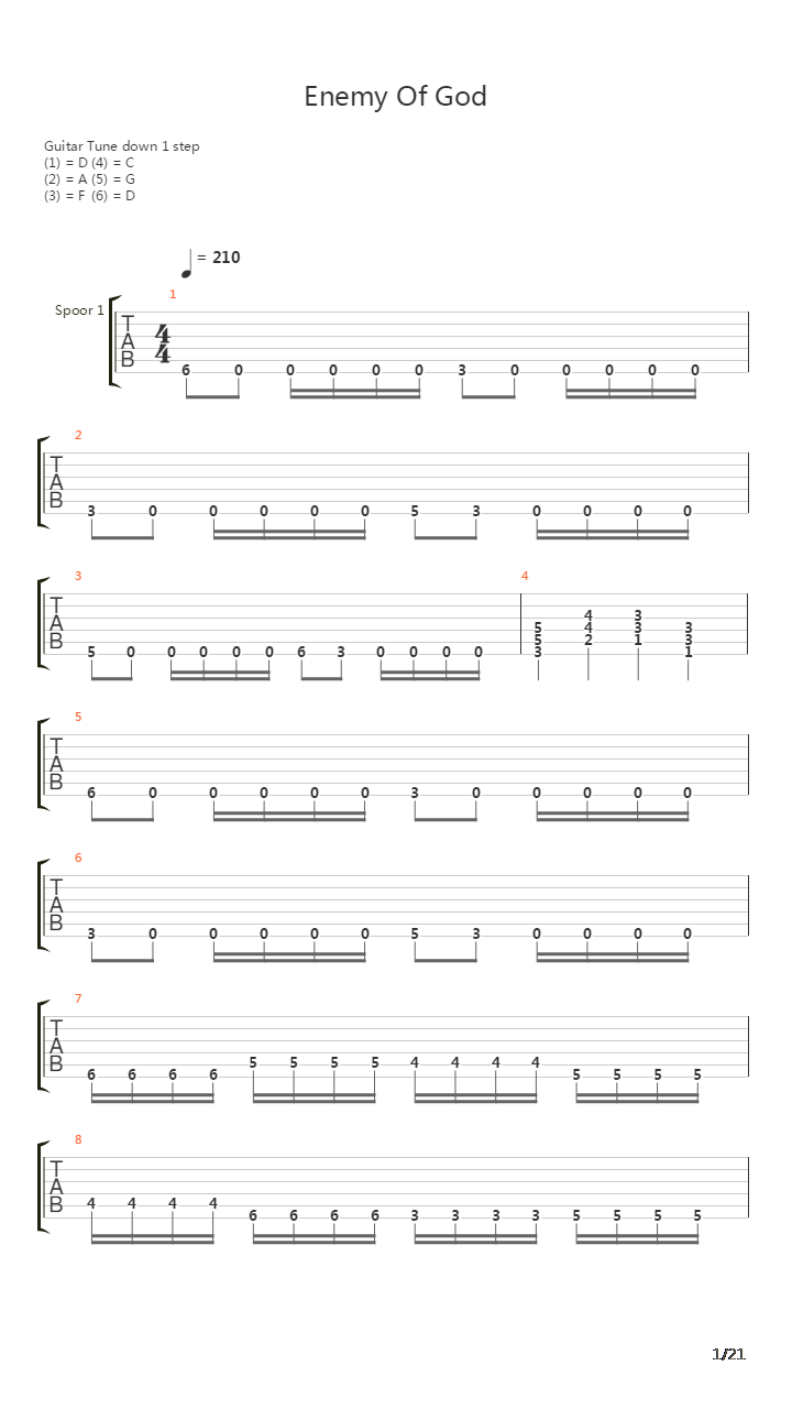 Enemy Of God吉他谱