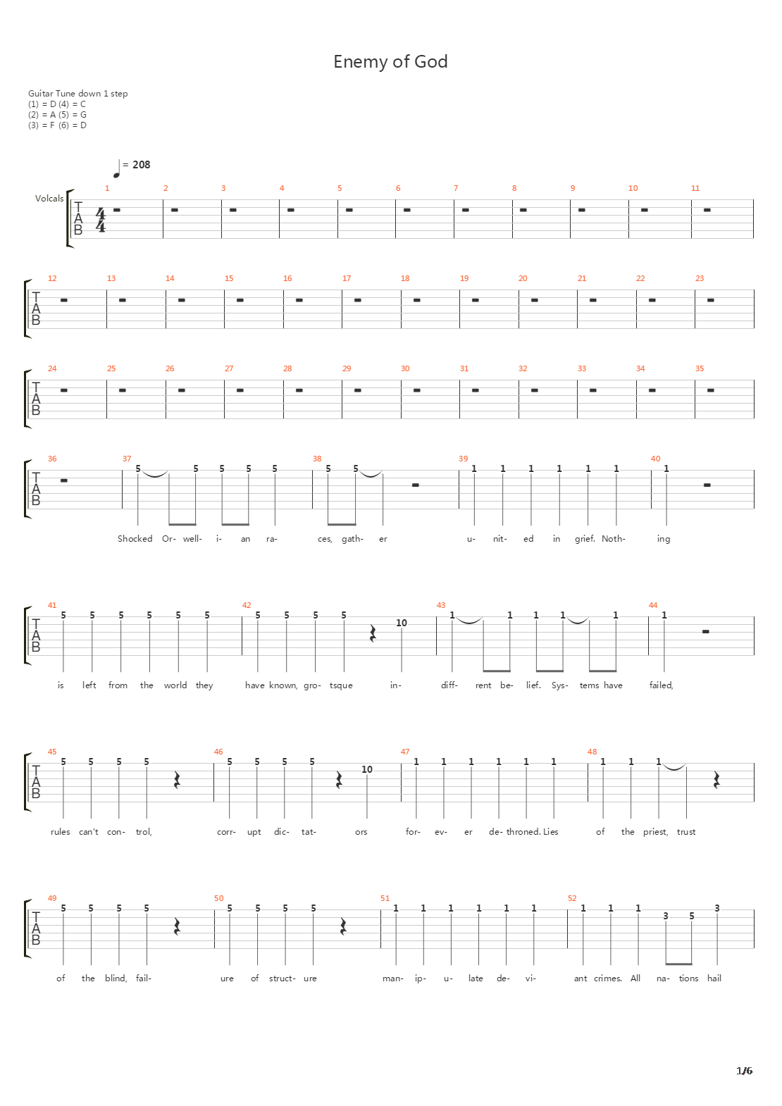 Enemy Of God吉他谱