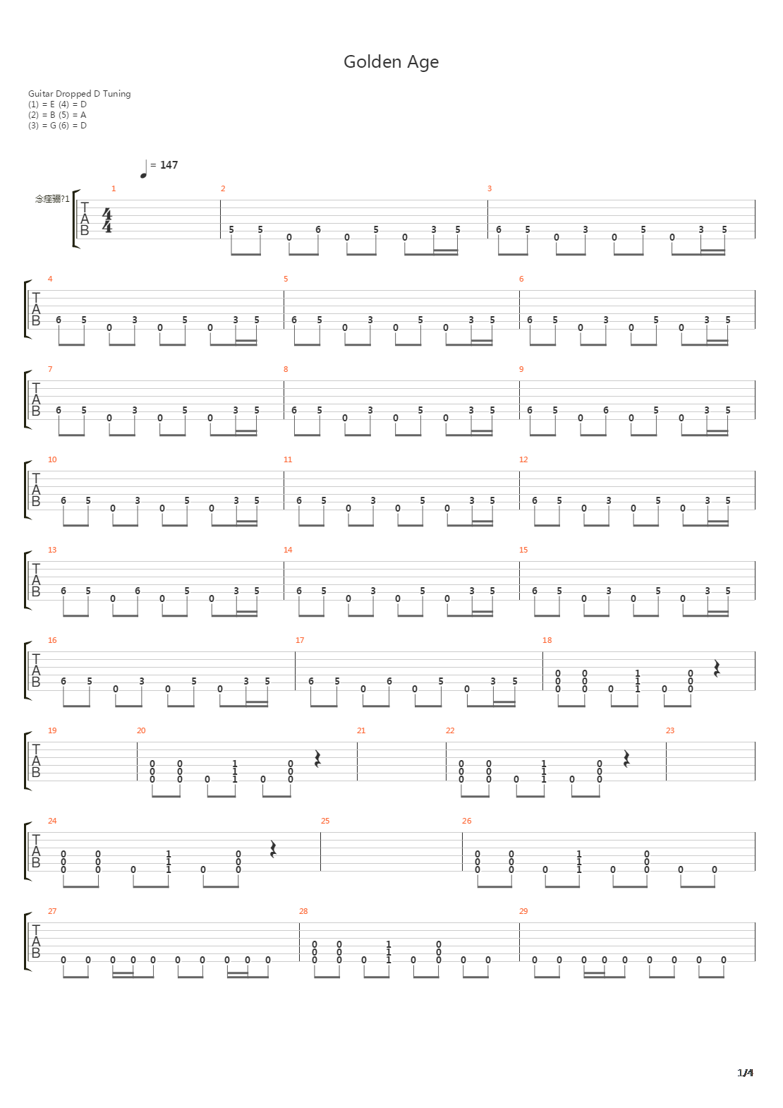 Golden Age吉他谱
