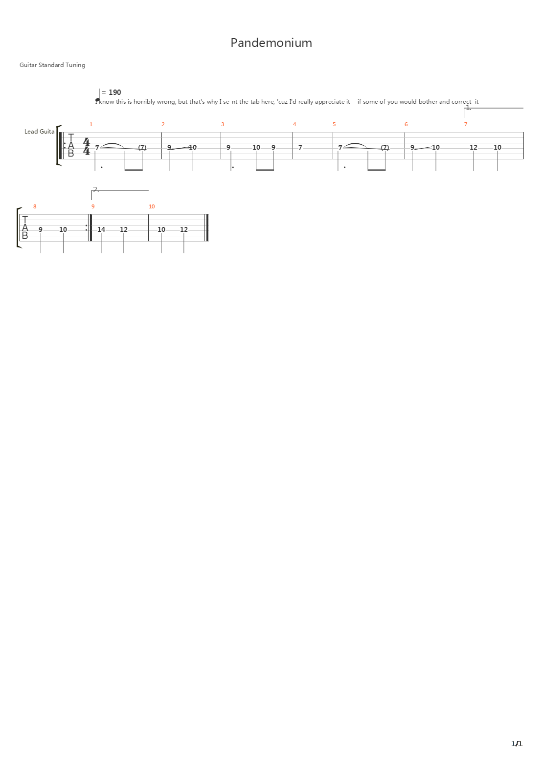 Pandemonium吉他谱