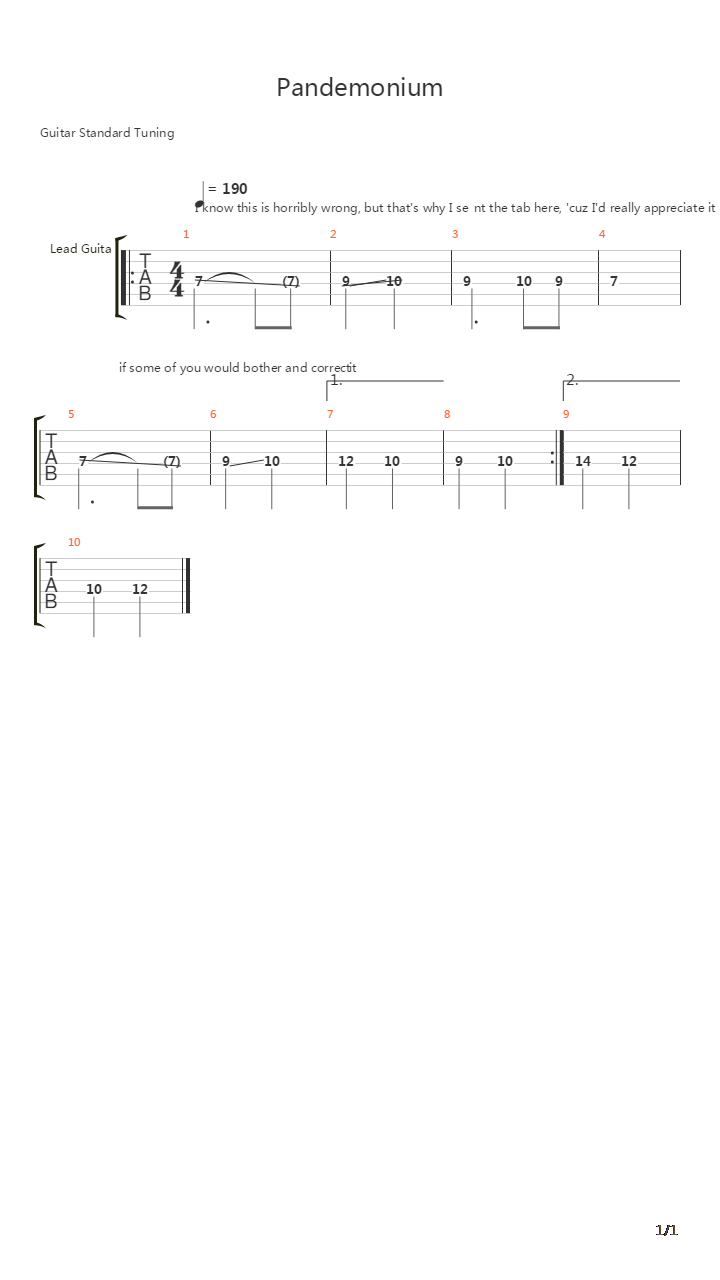 Pandemonium吉他谱