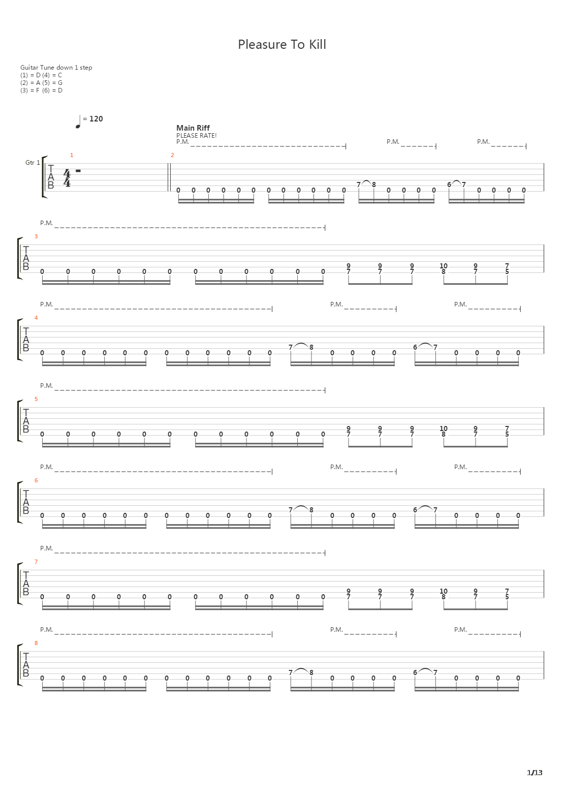 Pleasure To Kill吉他谱