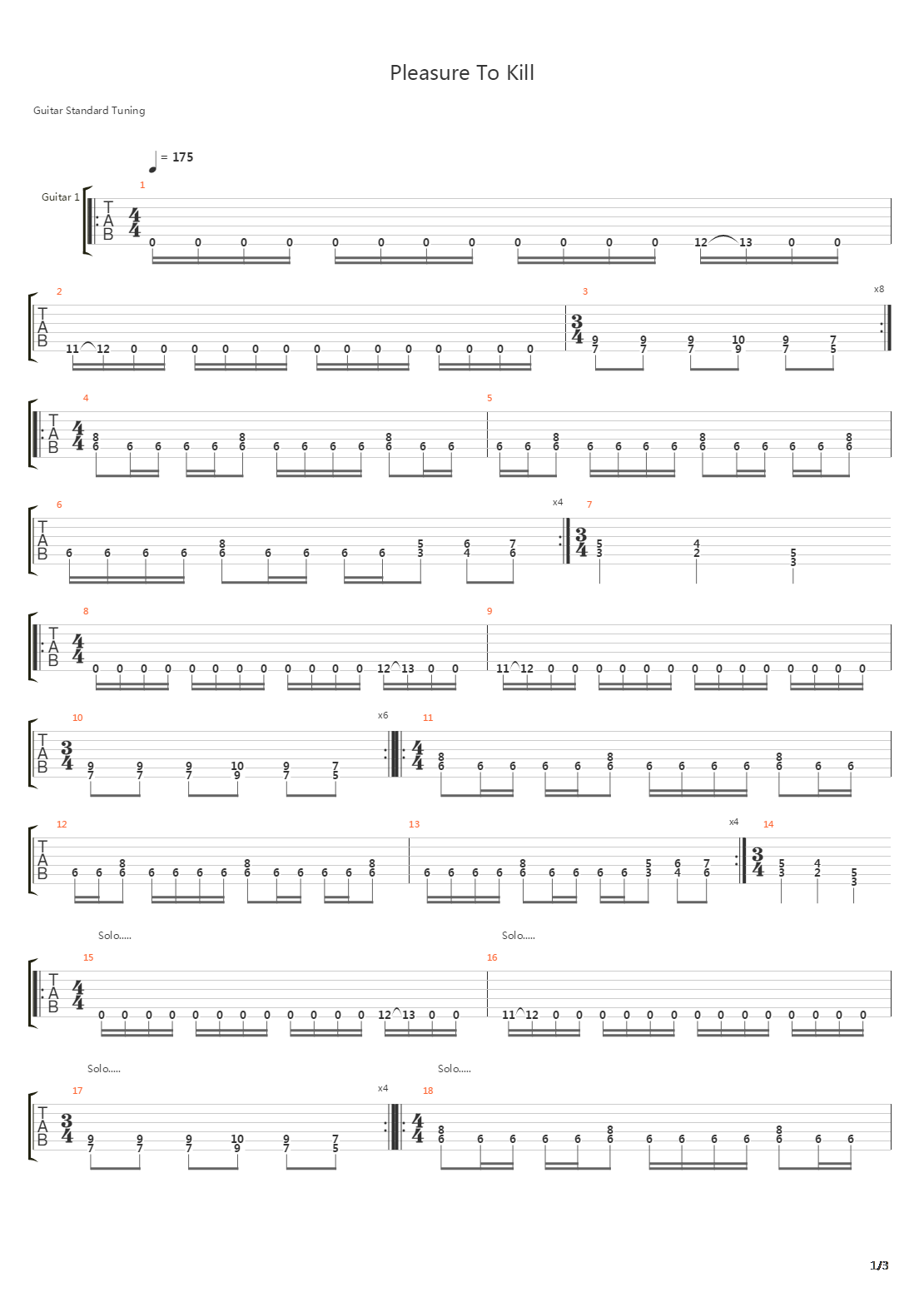 Pleasure To Kill吉他谱