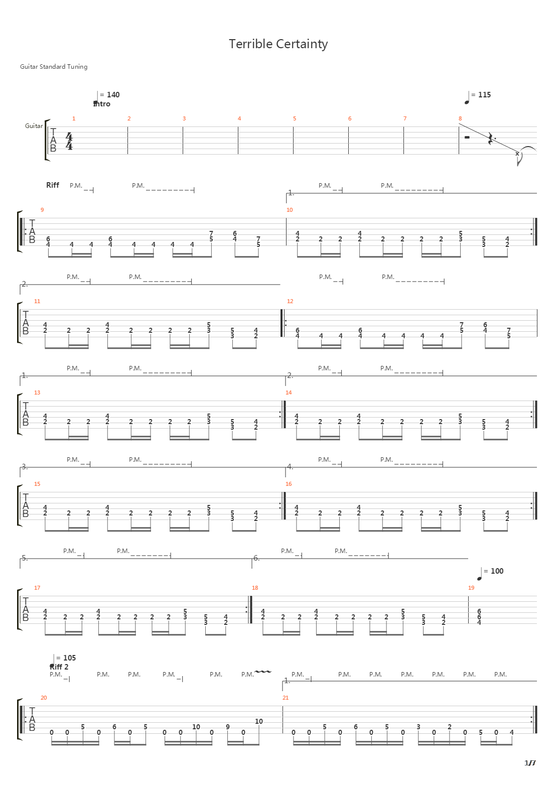 Terrible Certainty吉他谱