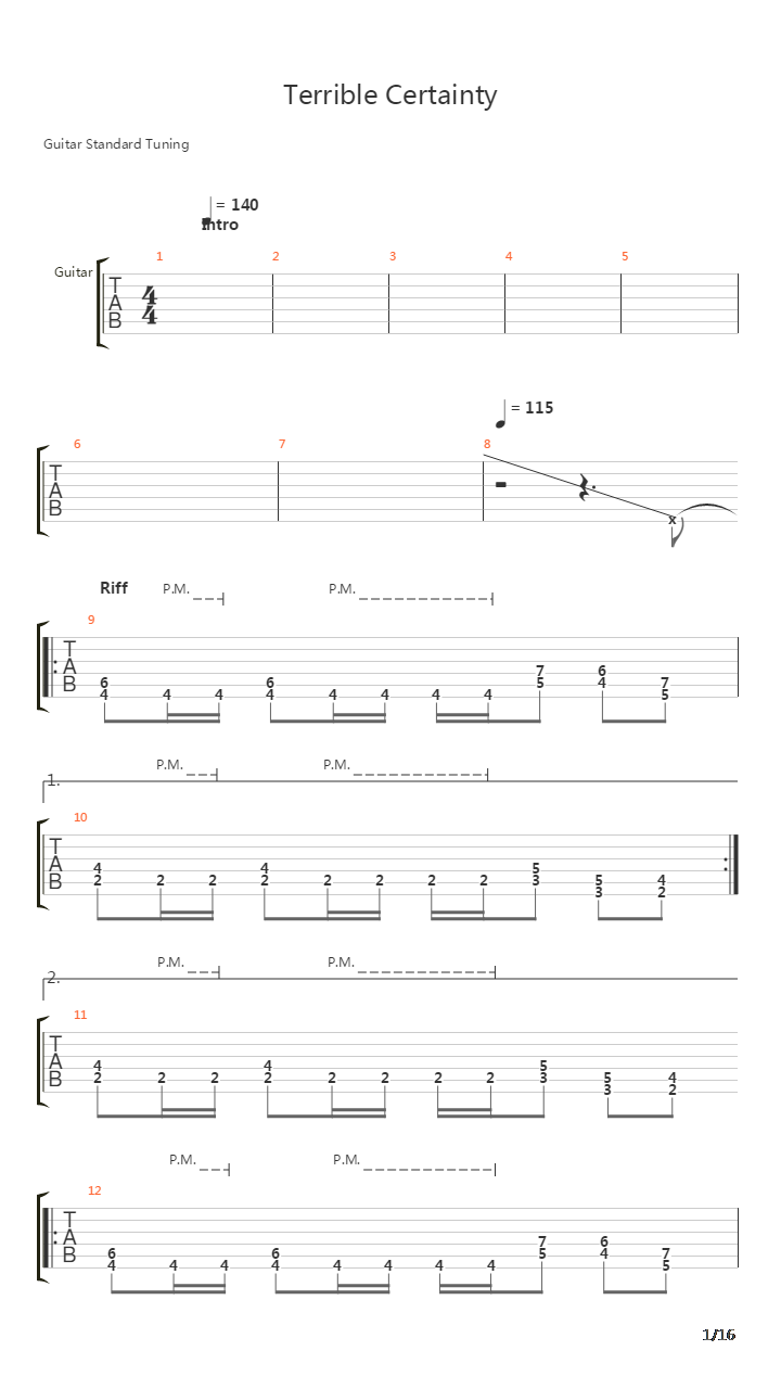 Terrible Certainty吉他谱
