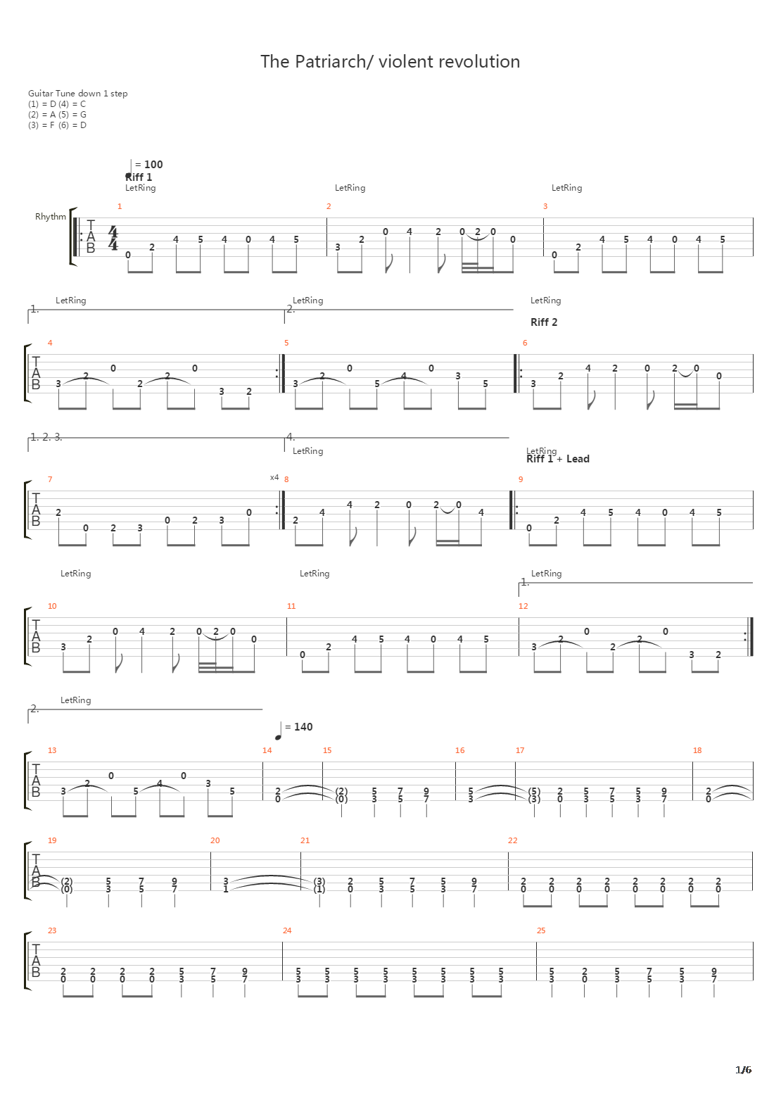 The Patriarch Violent Revolution吉他谱