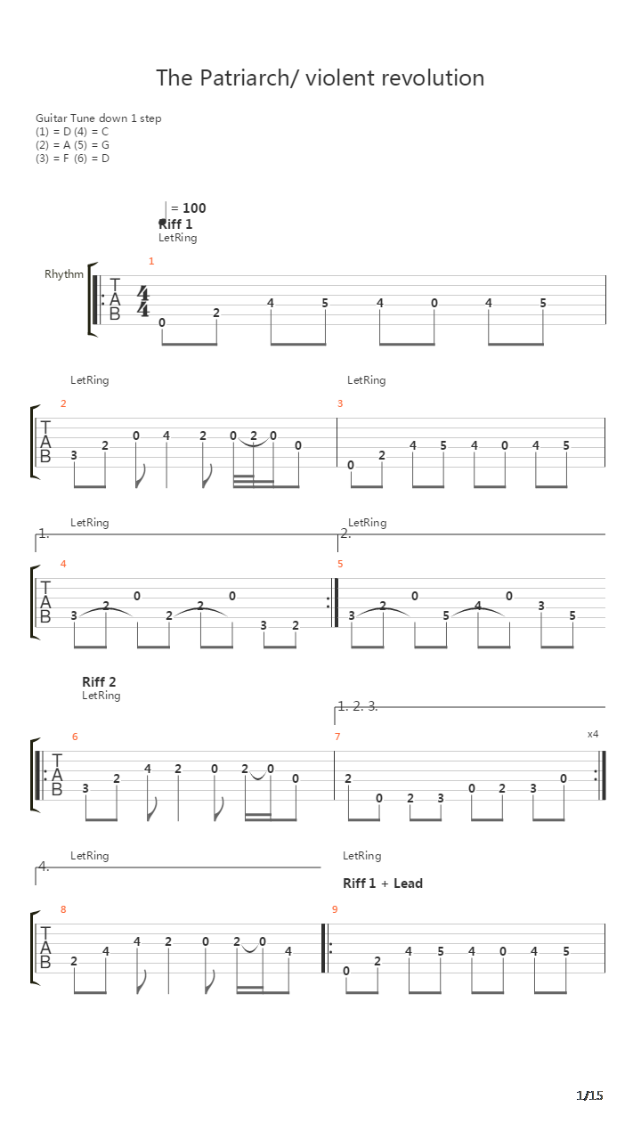 The Patriarch Violent Revolution吉他谱