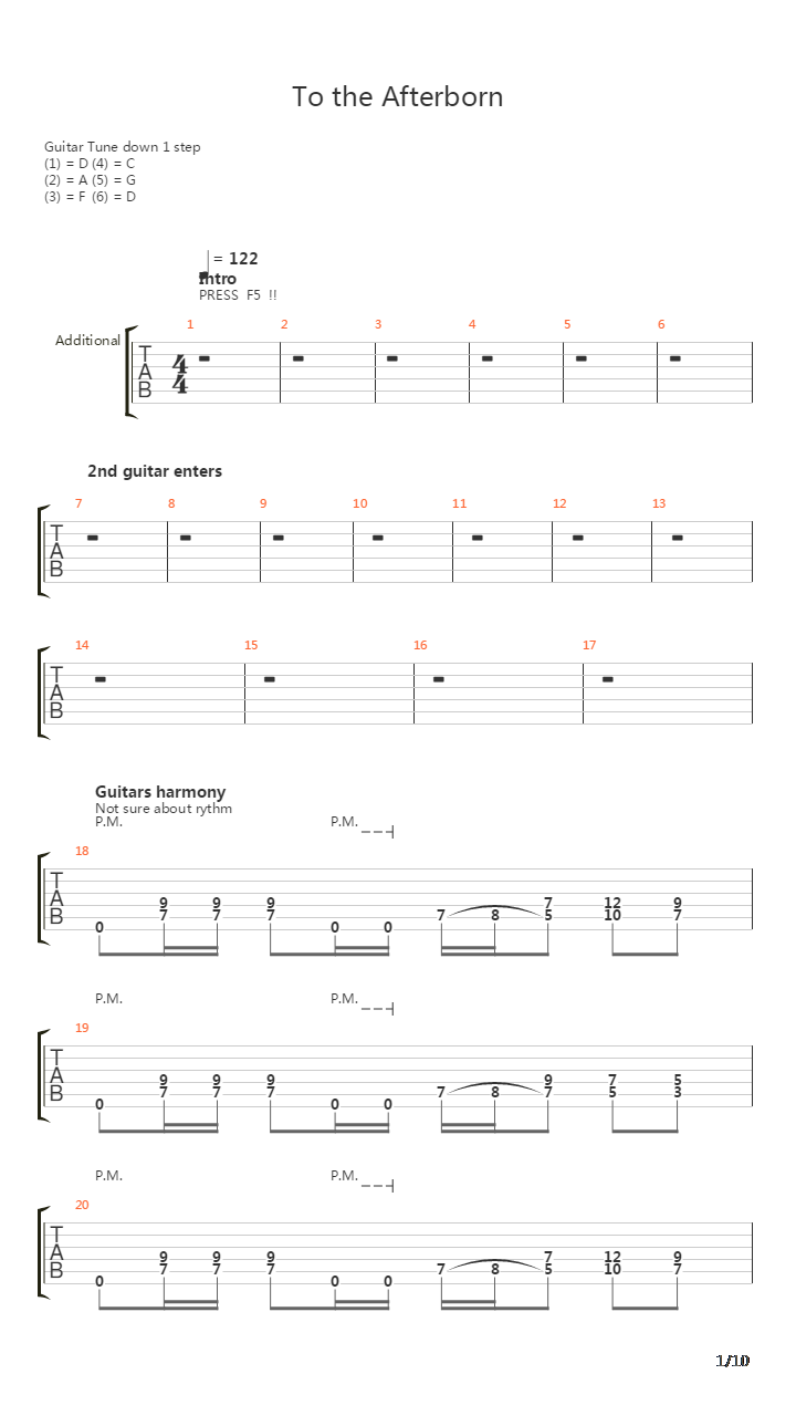 To The Afterborn吉他谱