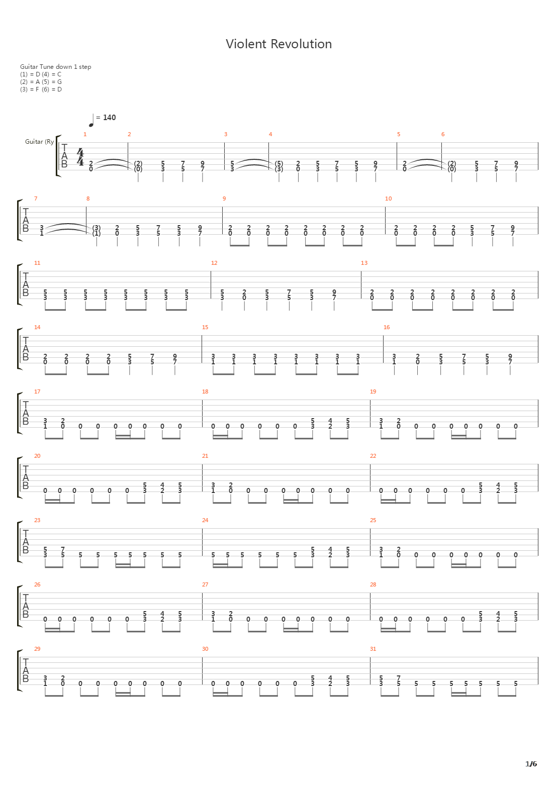 Violent Revolution吉他谱