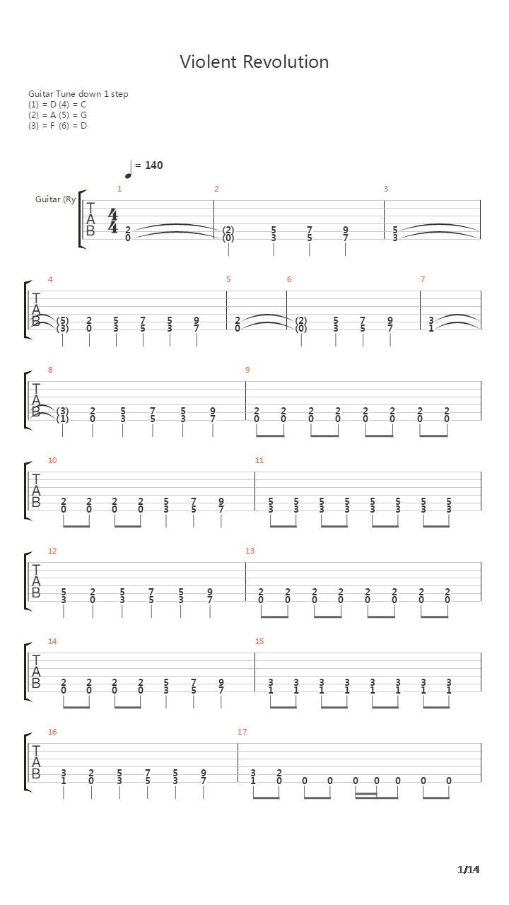 Violent Revolution吉他谱