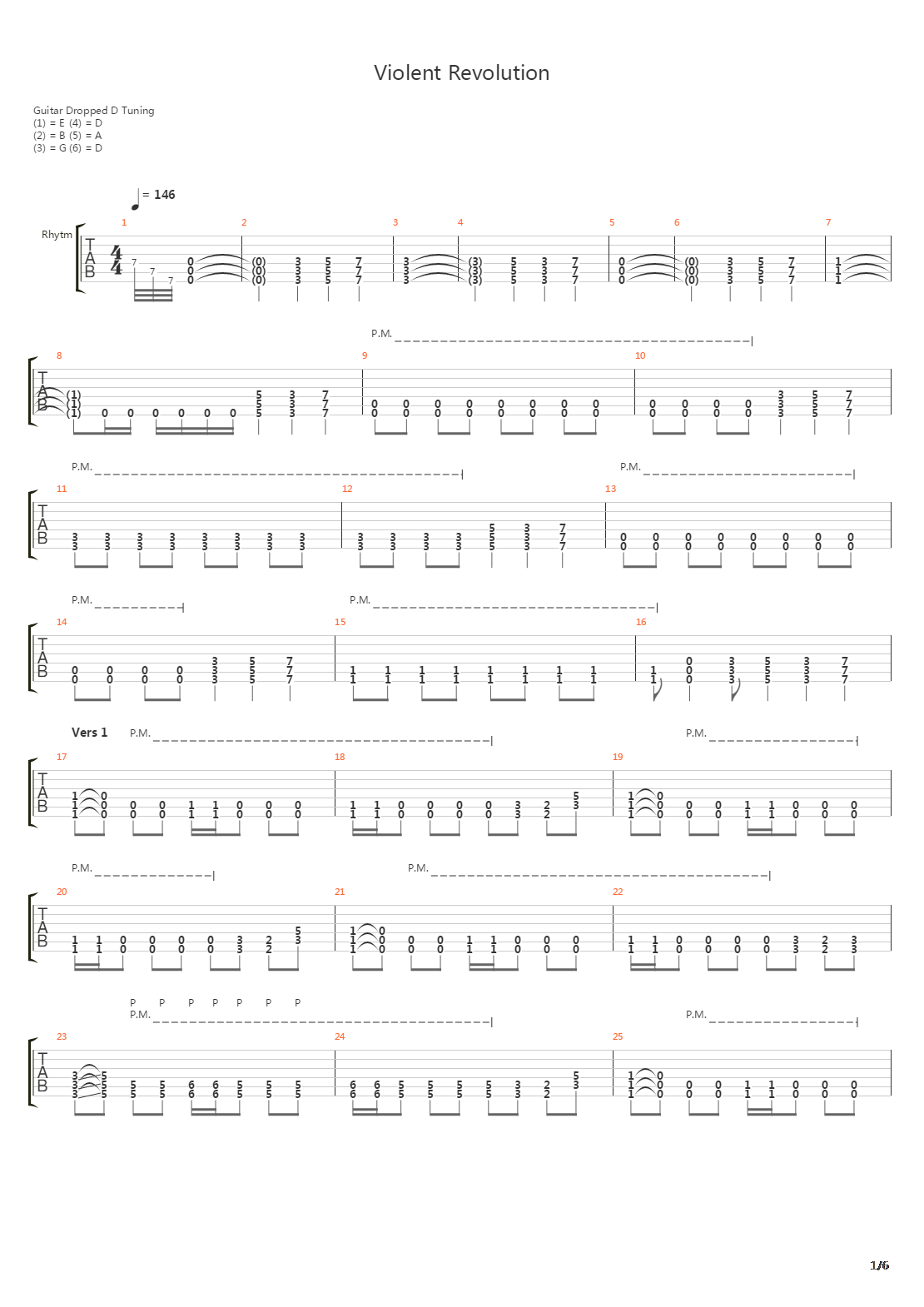 Violent Revolution吉他谱