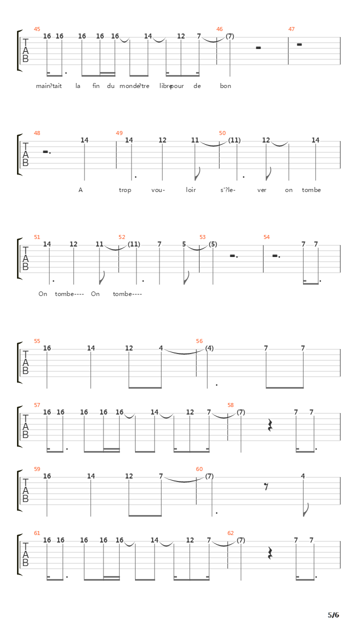 Chaque Seconde吉他谱