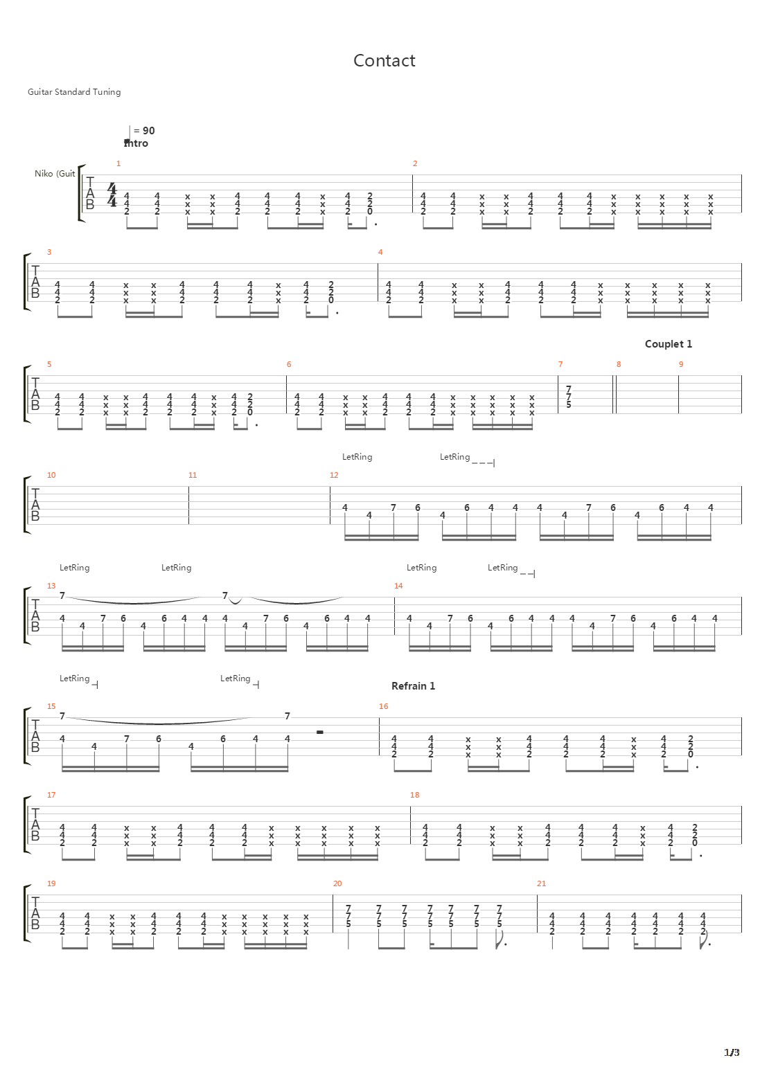 Contact吉他谱