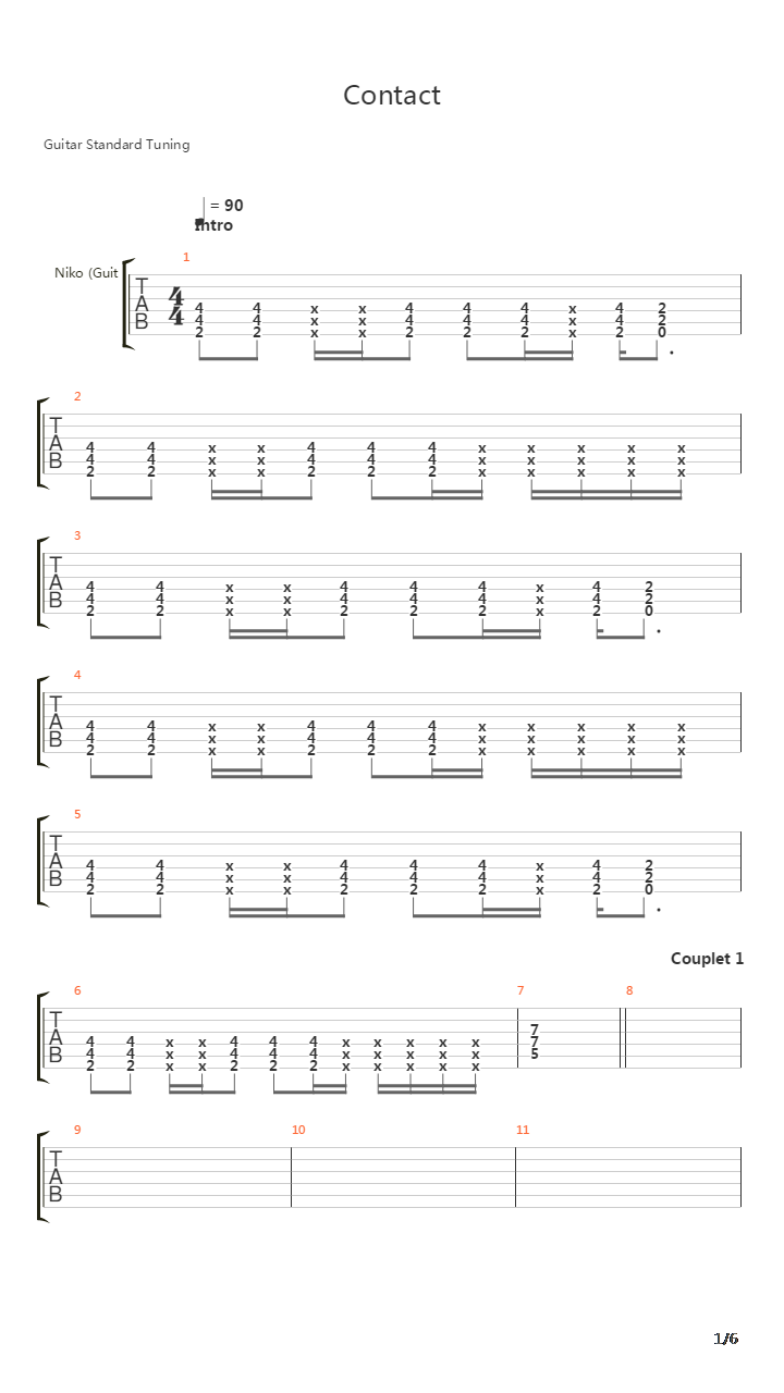 Contact吉他谱