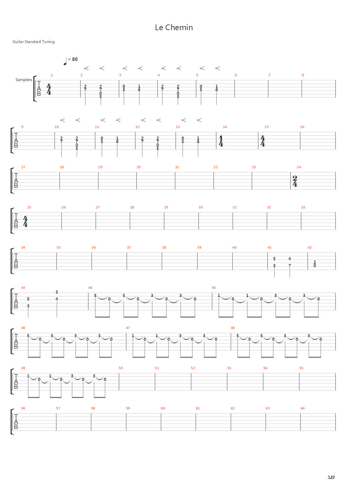 Le Chemin吉他谱