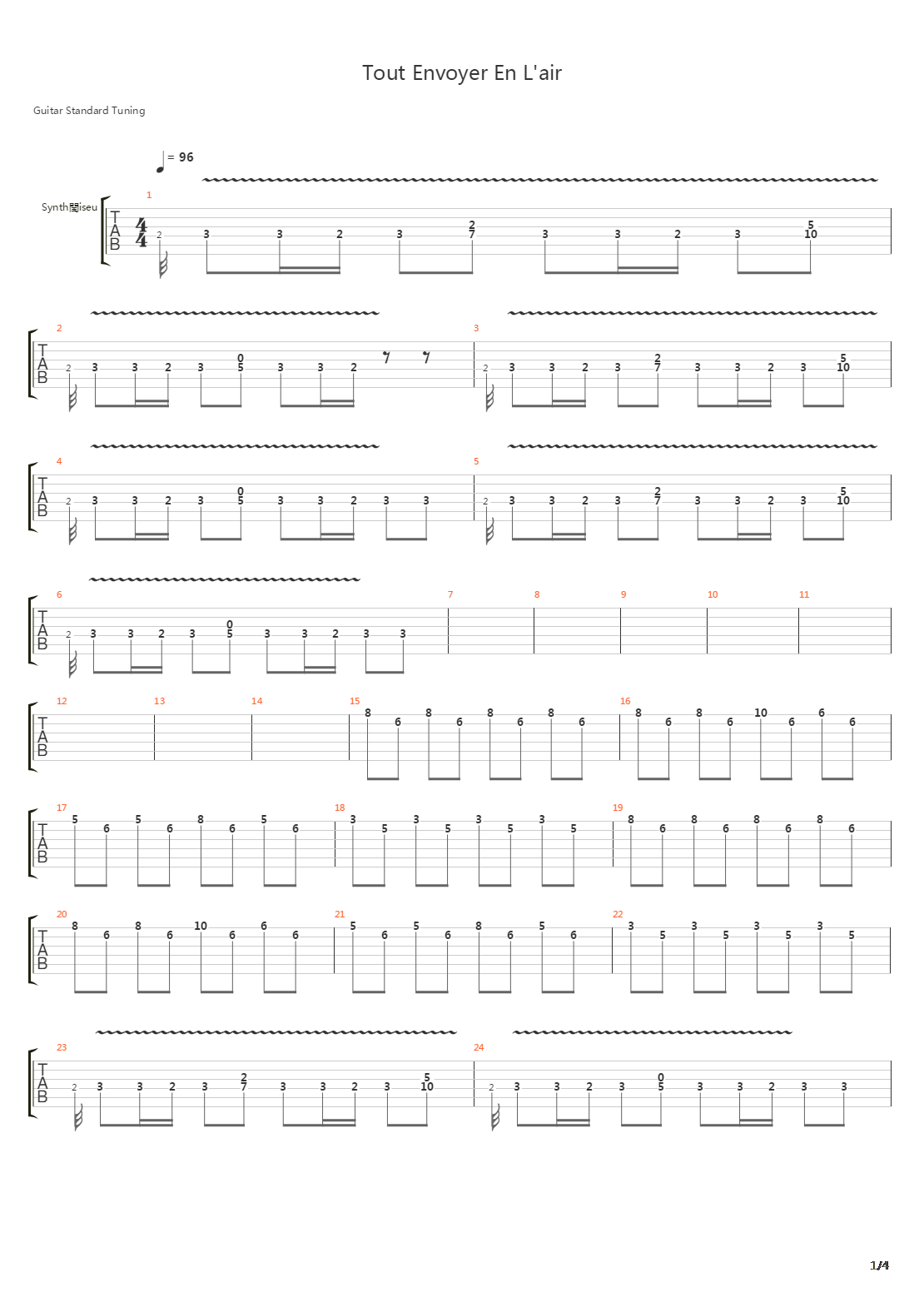Tout Envoyer En Lair吉他谱