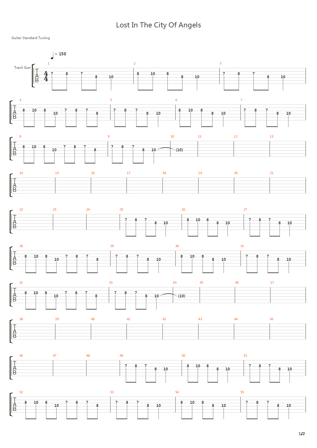 Lost In The City Of Angels吉他谱