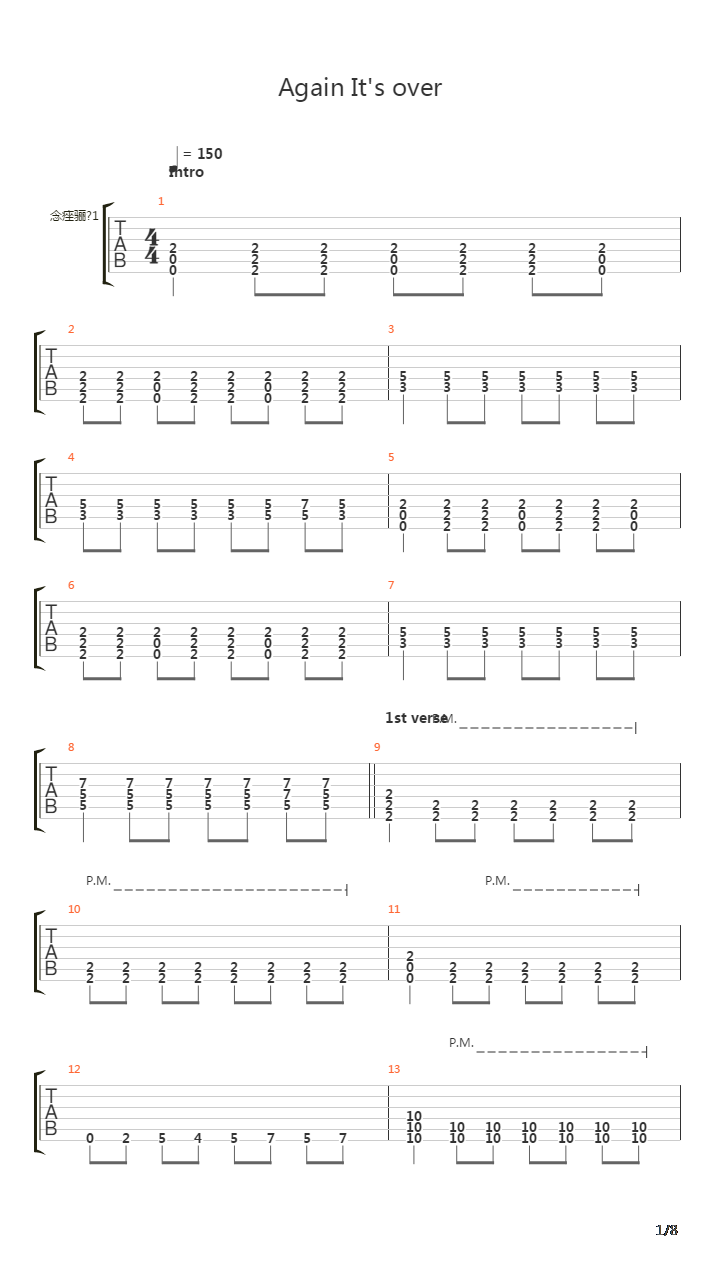 Again Its Over吉他谱