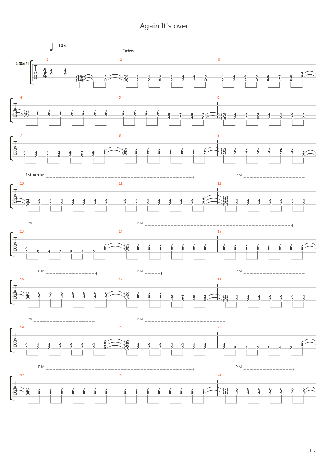 Again Its Over吉他谱