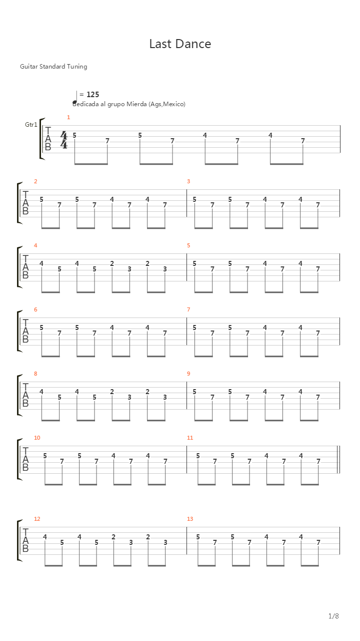 Last Dance吉他谱