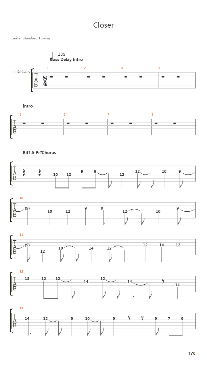 Closer吉他谱