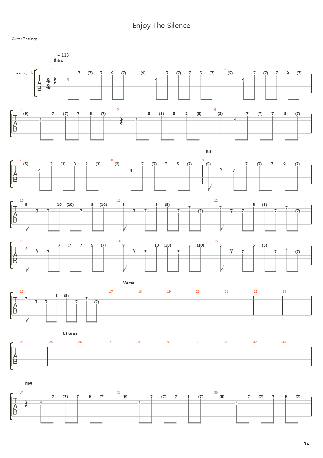 Enjoy The Silence吉他谱