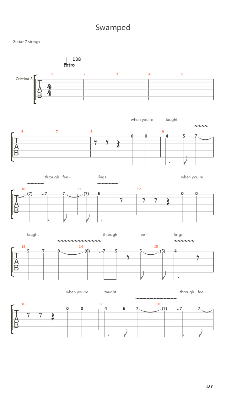 Swamped吉他谱