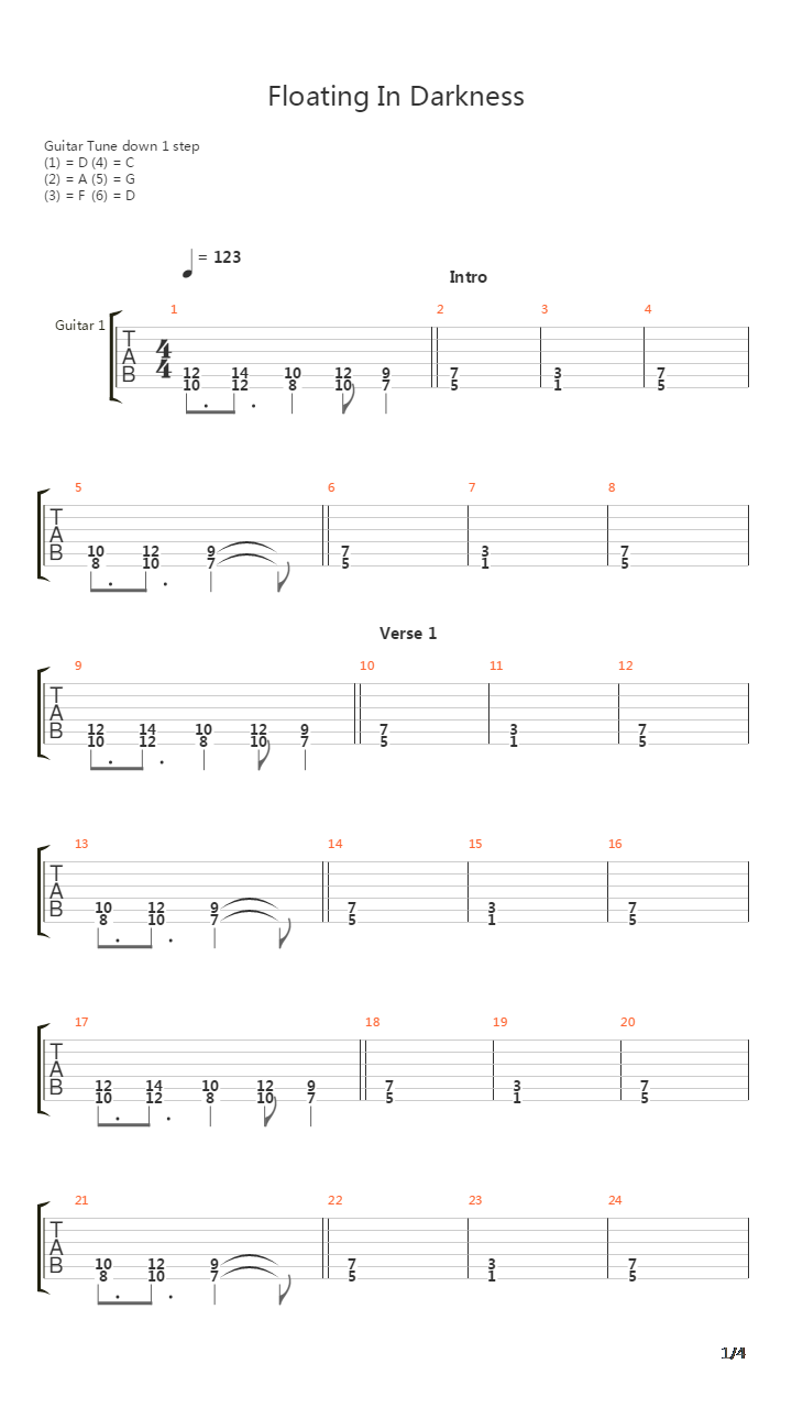 Floating In Darkness吉他谱