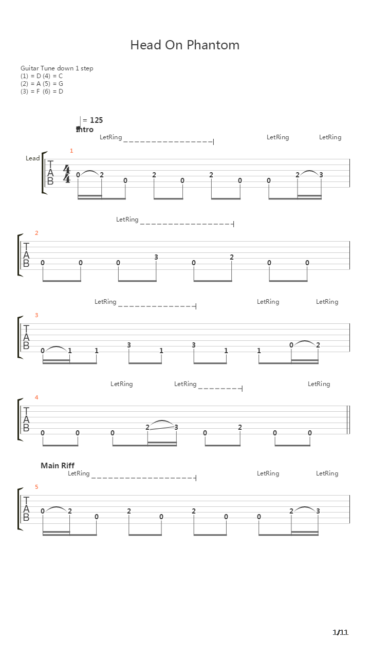 Head On Phantom吉他谱