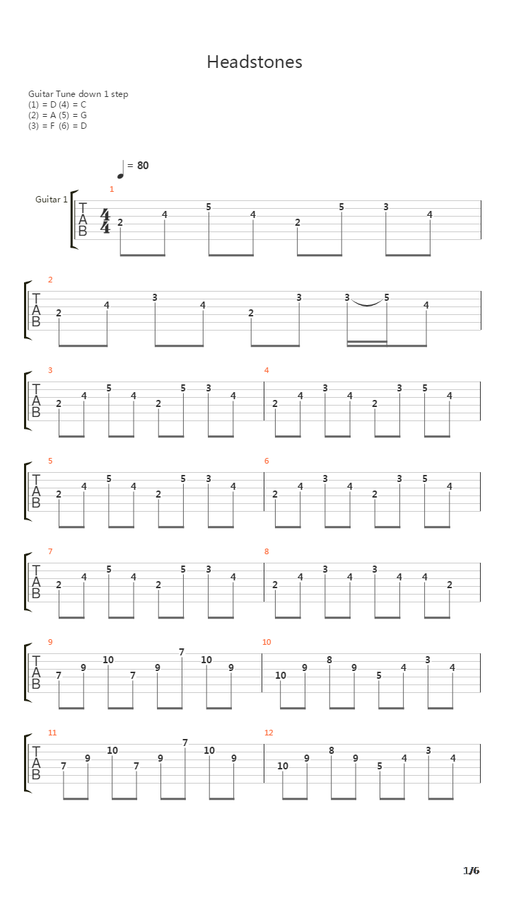 Headstones吉他谱