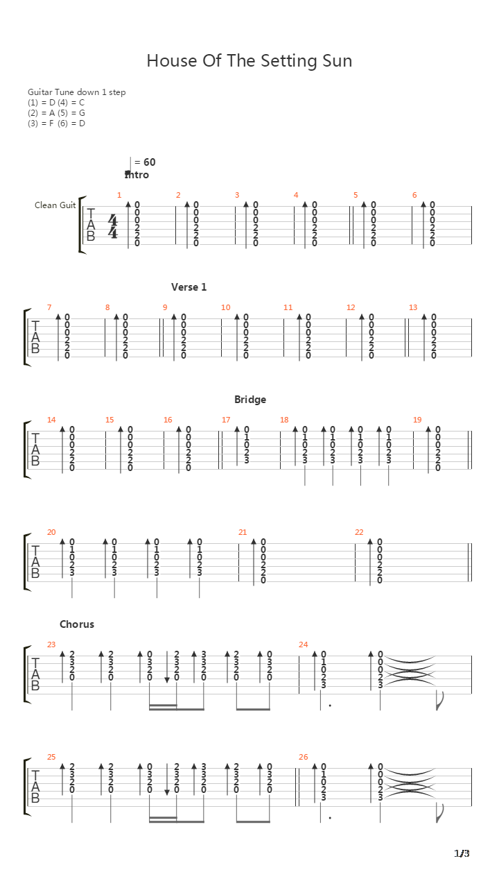 House Of The Setting Sun吉他谱