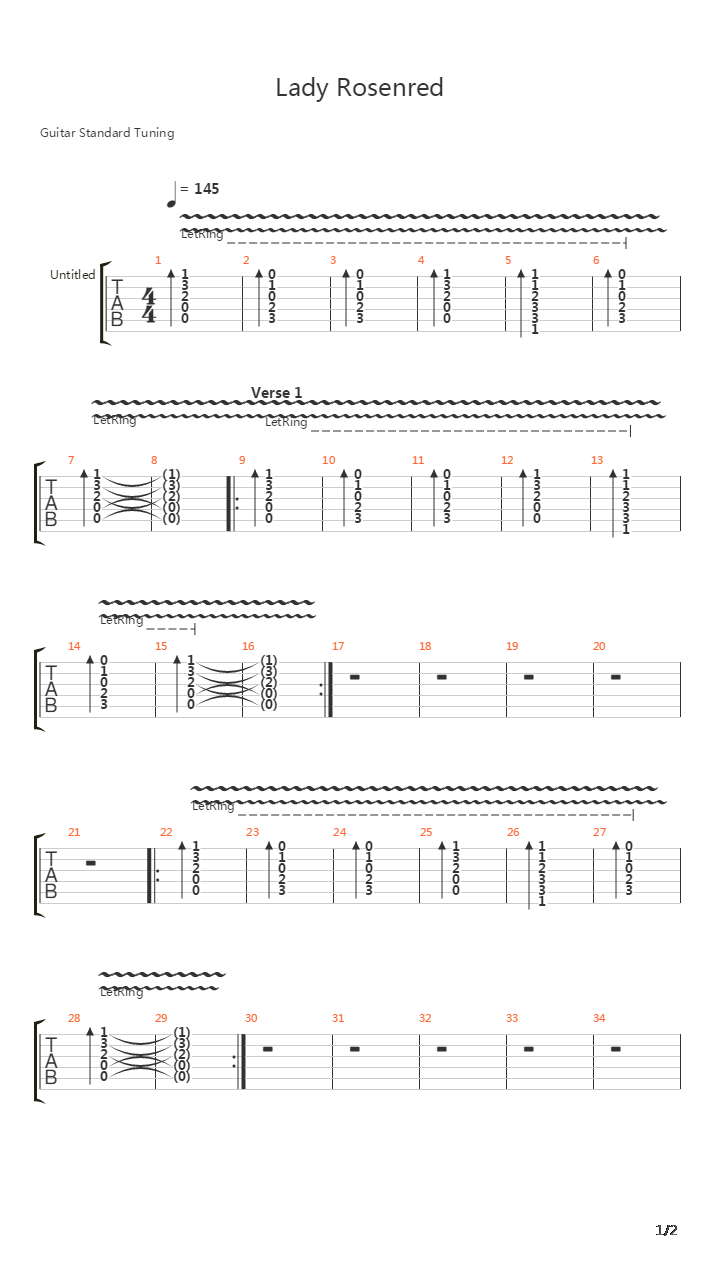 Lady Rosenred吉他谱