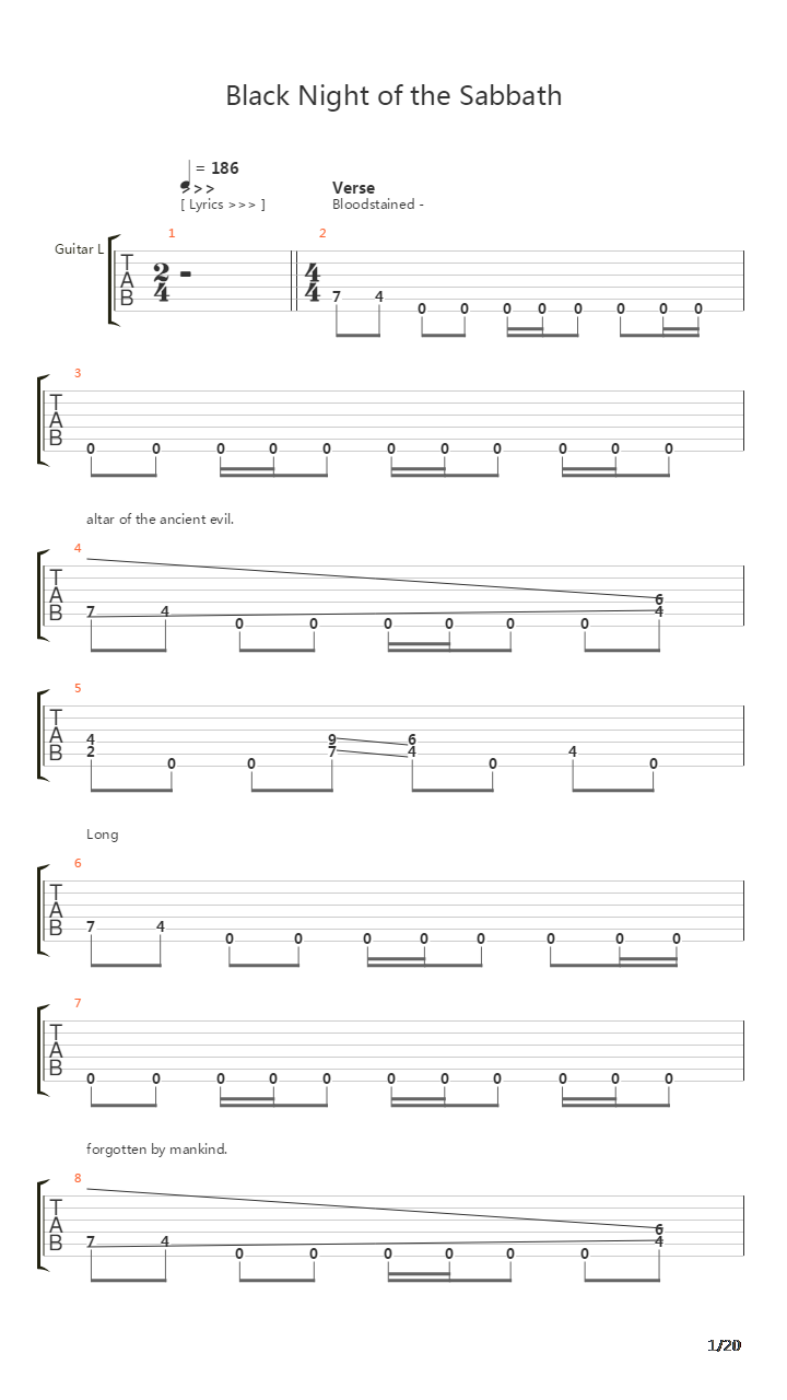 Black Night Of The Sabbath吉他谱