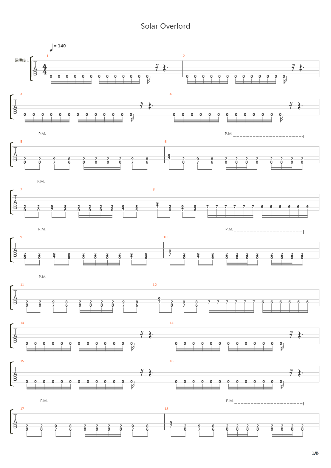 Solar Overlord吉他谱