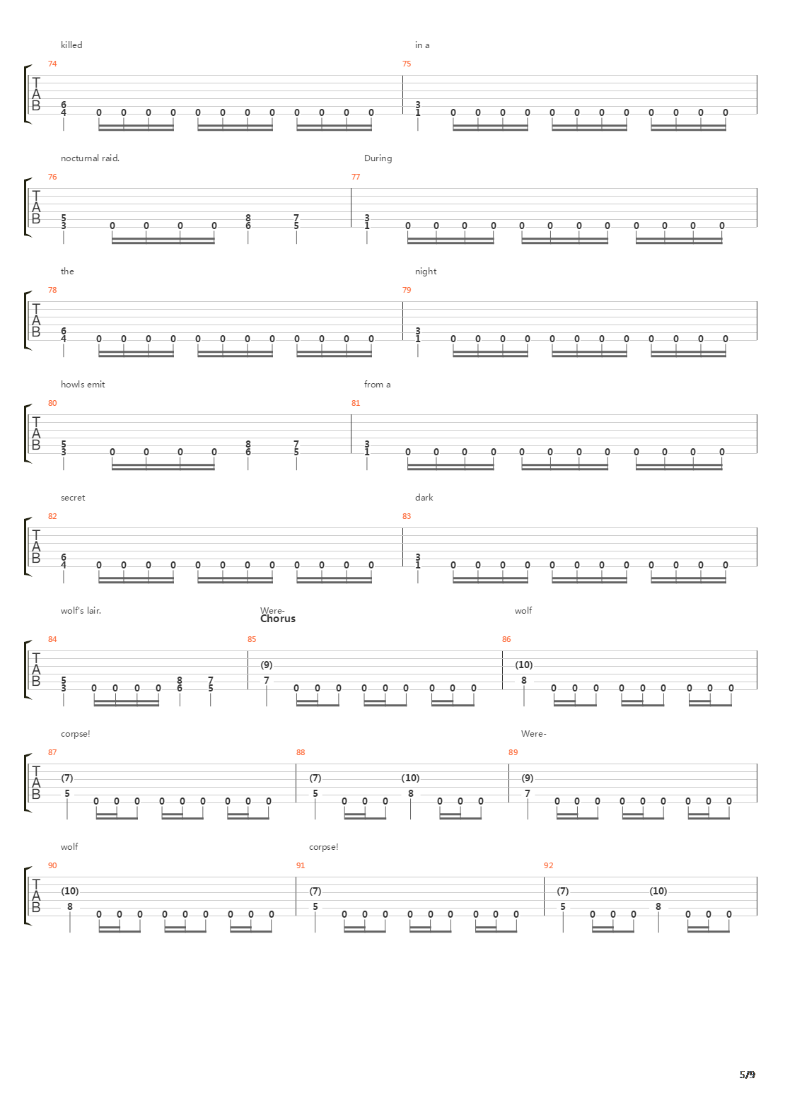 Werewolf Corpse吉他谱