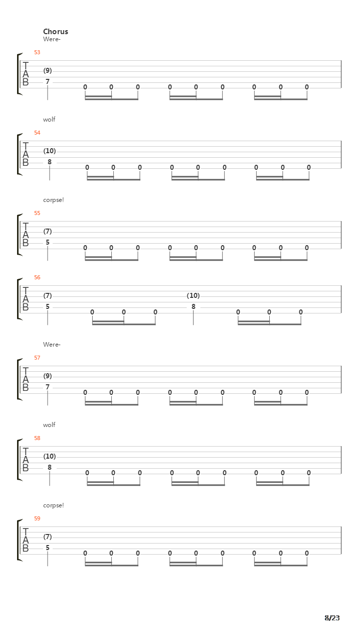 Werewolf Corpse吉他谱