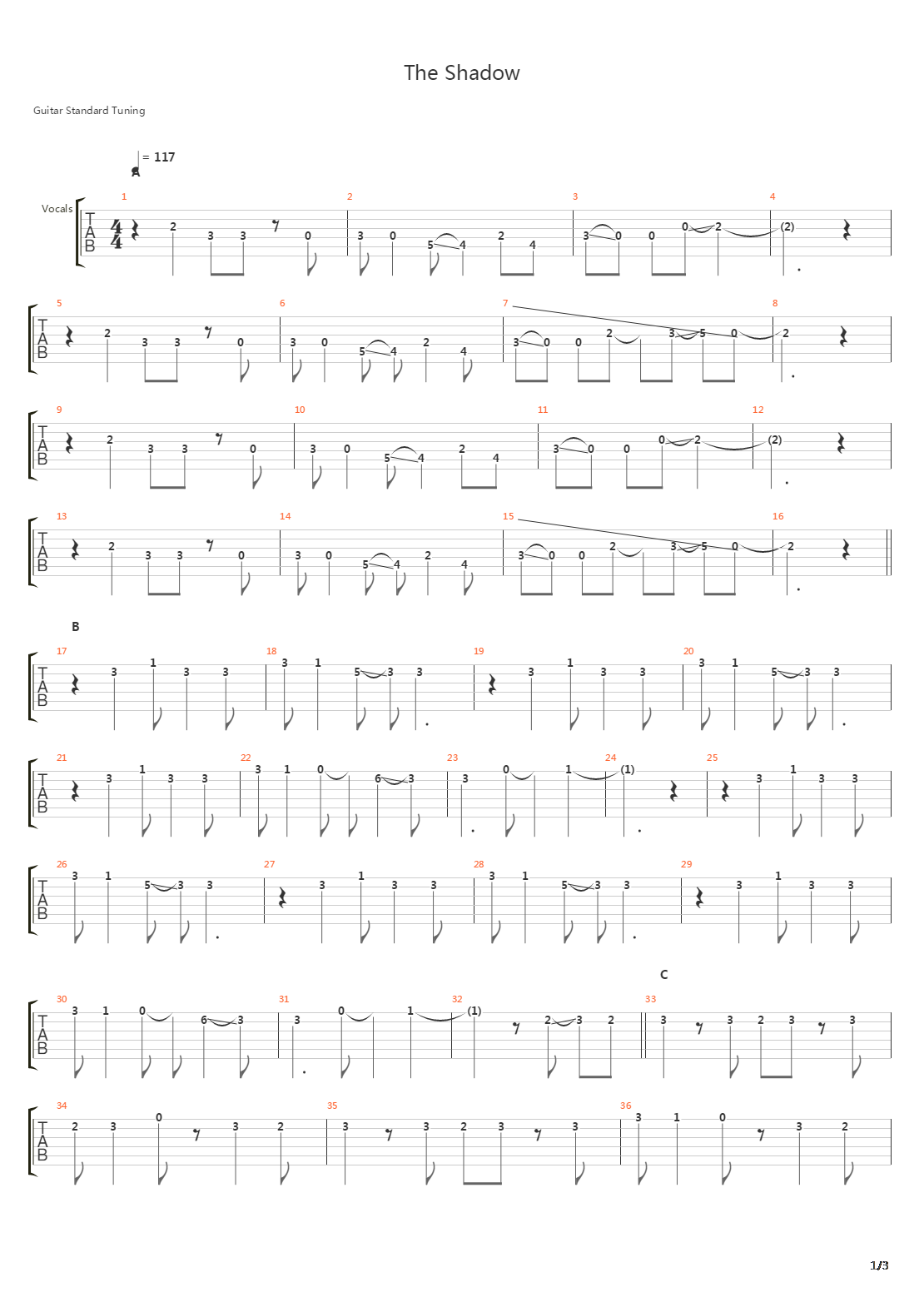 The Shadow吉他谱