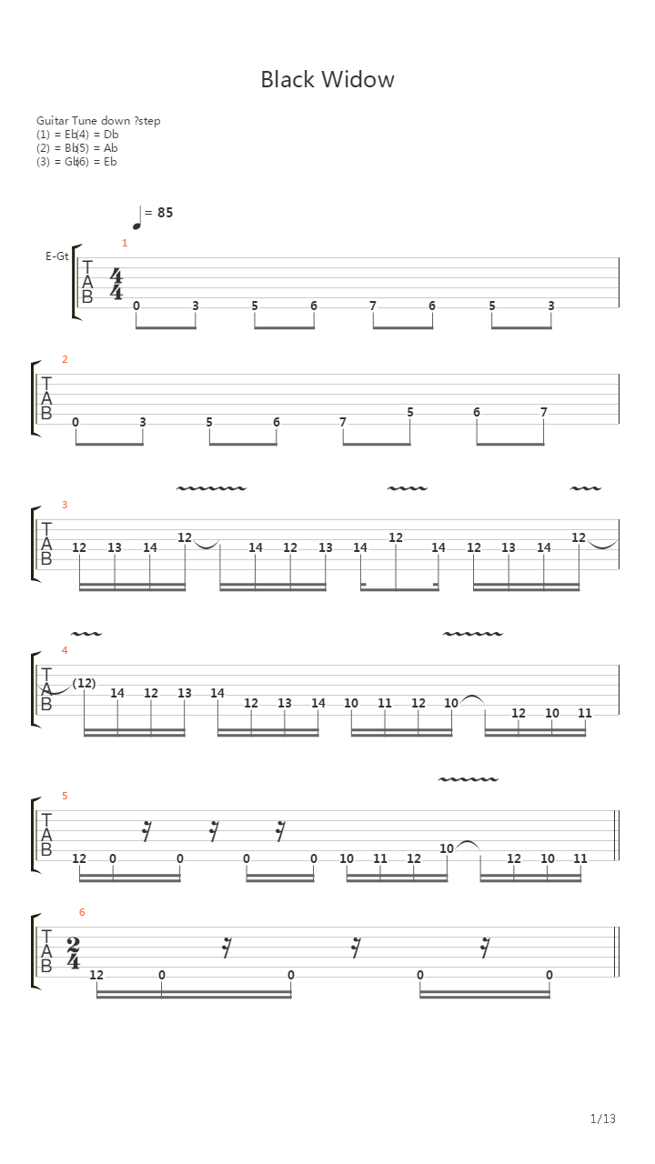 Black Widow吉他谱